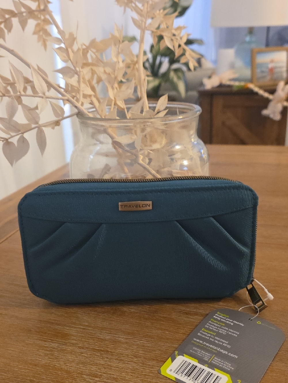 NWT Travelon Teal Zip-Around Travel Wristlet/ Wallet